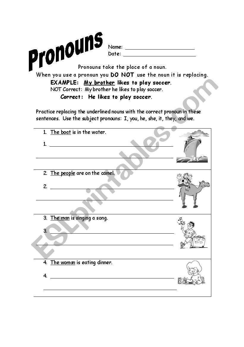 Subject Pronoun Practice worksheet