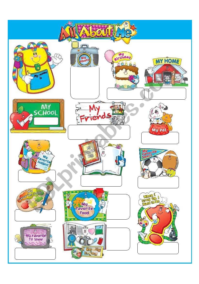 All about me worksheet