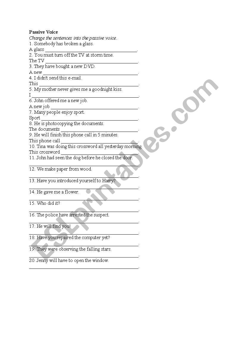 passive voice worksheet