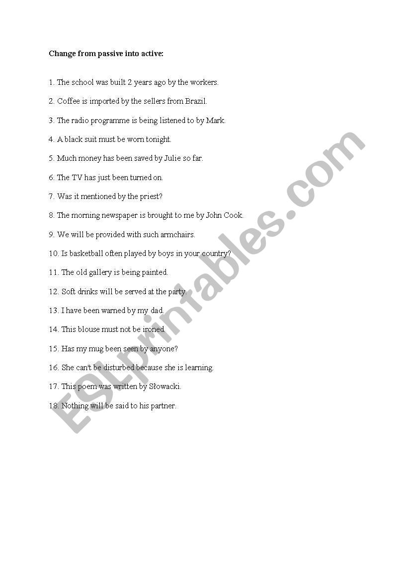 Passive voice worksheet