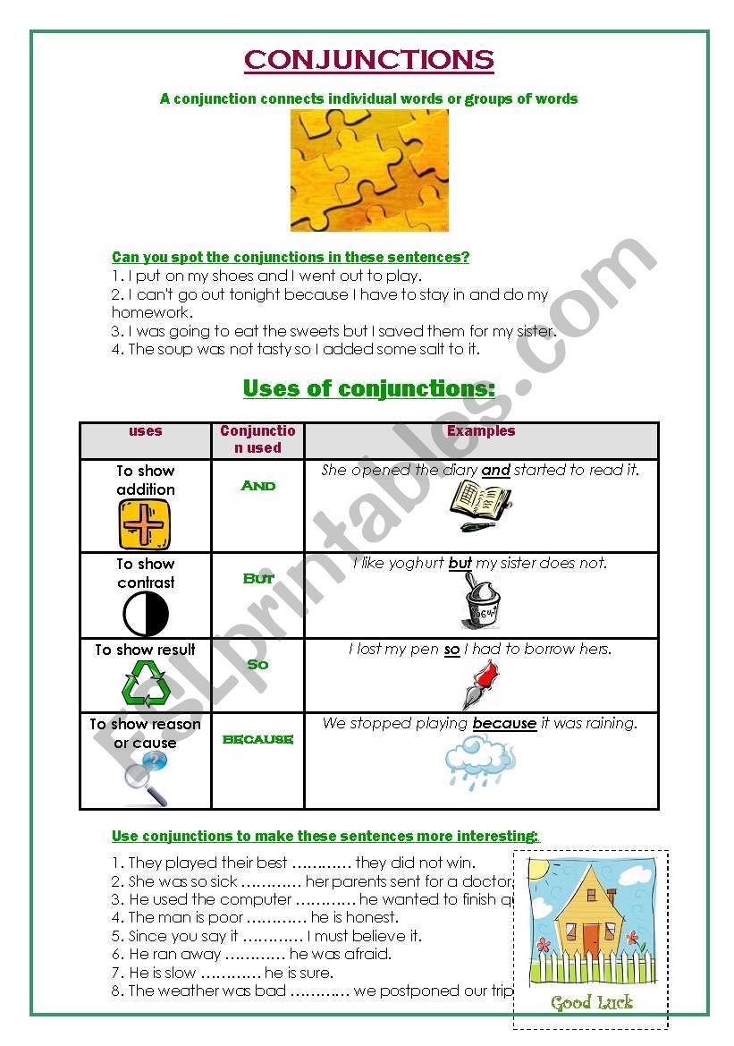 conjunctions worksheet