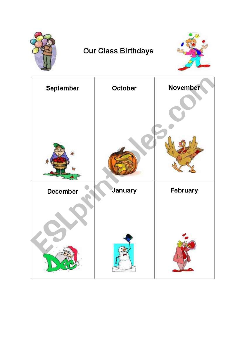 Birthday chart worksheet