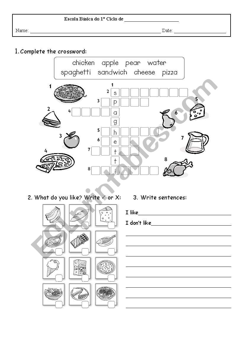 Food worksheet