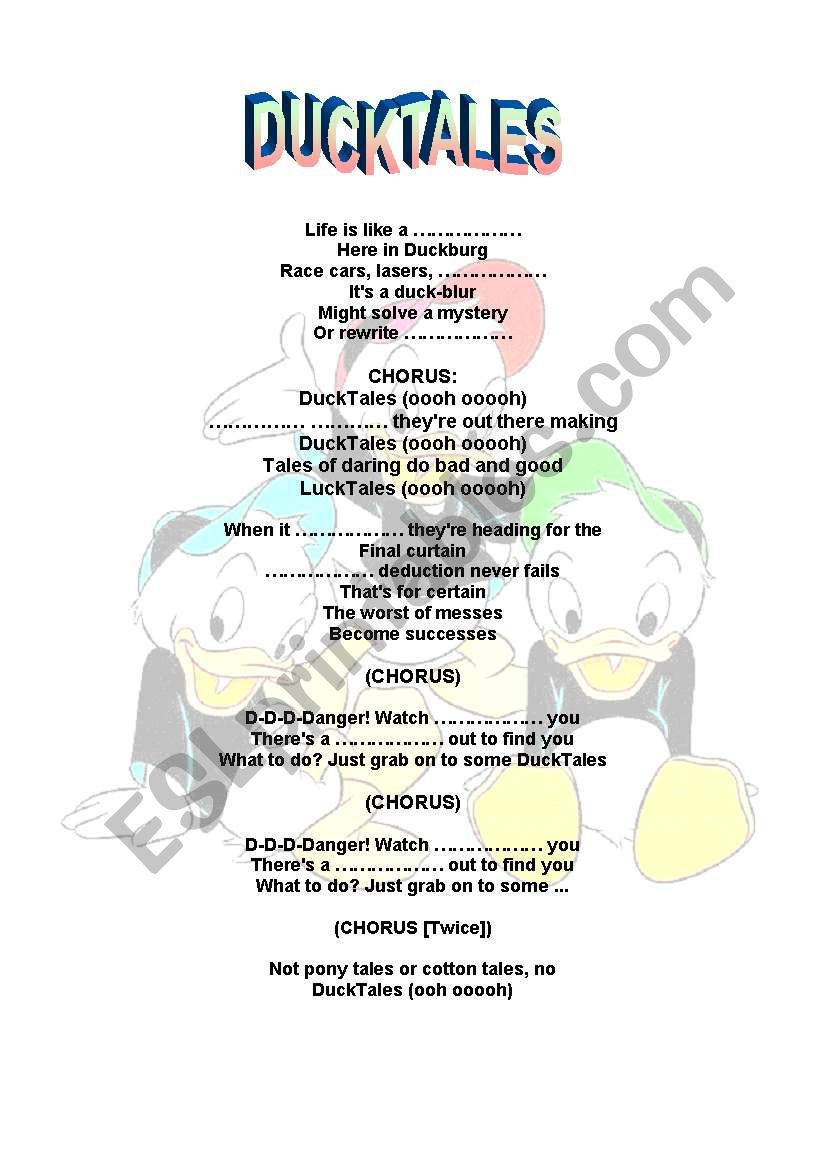 SONG - DUCKTALES worksheet