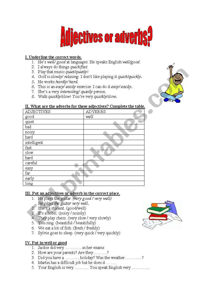 adjectives or adverbs worksheet