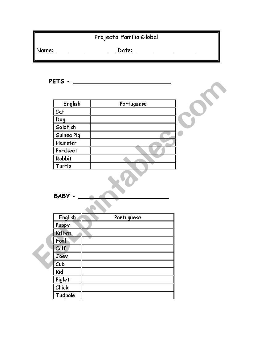 FARM ANIMALS worksheet