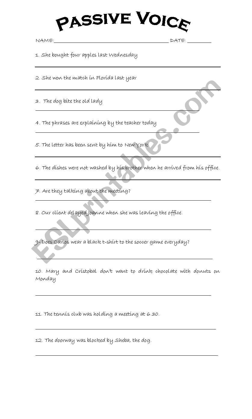 PAssive Voice worksheet