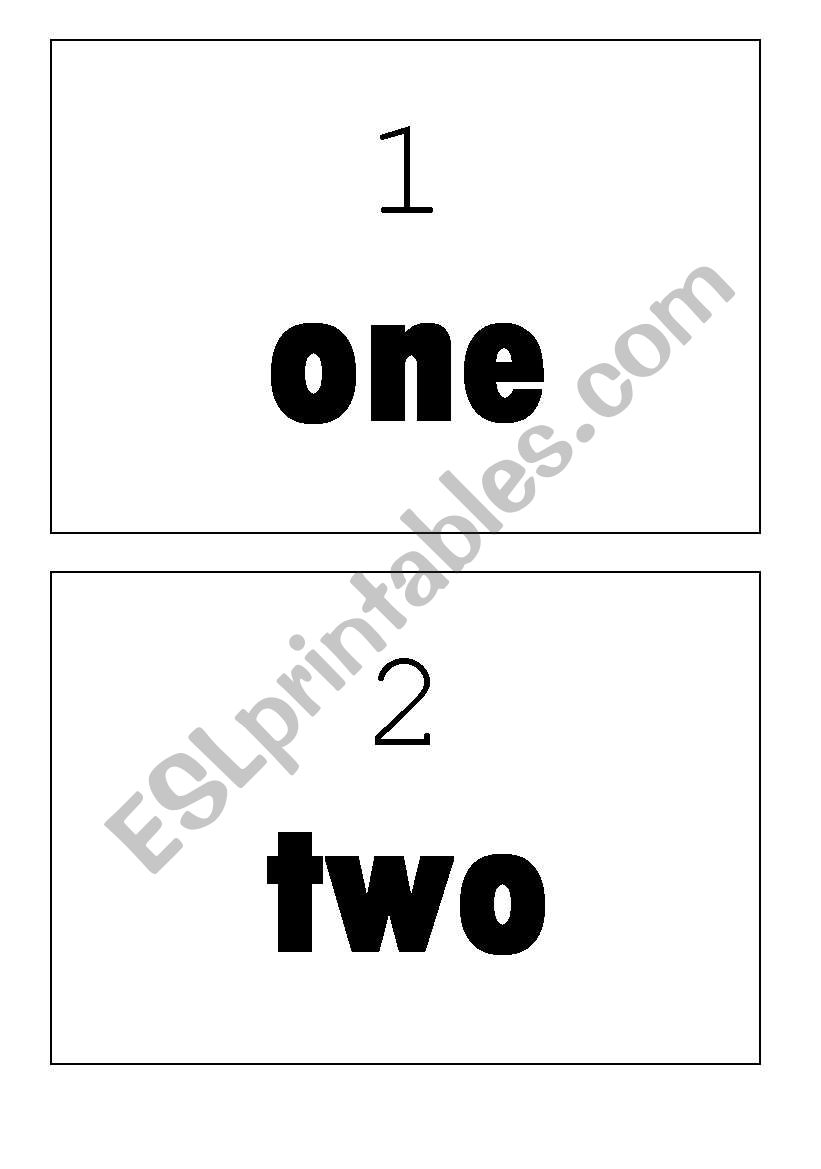 Flashcards Numbers (A5 size) worksheet