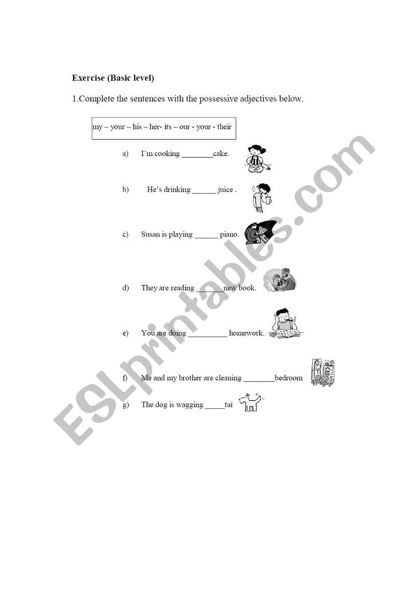 Possessive adjectives worksheet