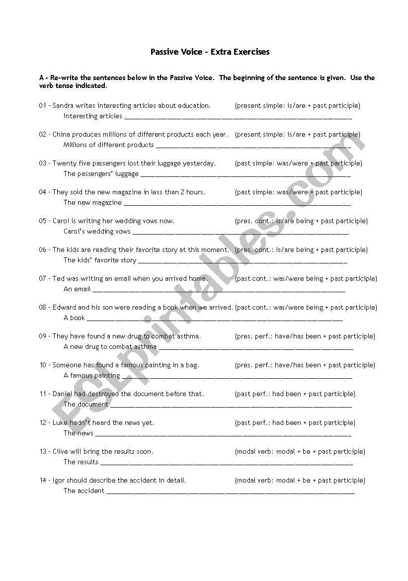 Passive Voice - guided exercises