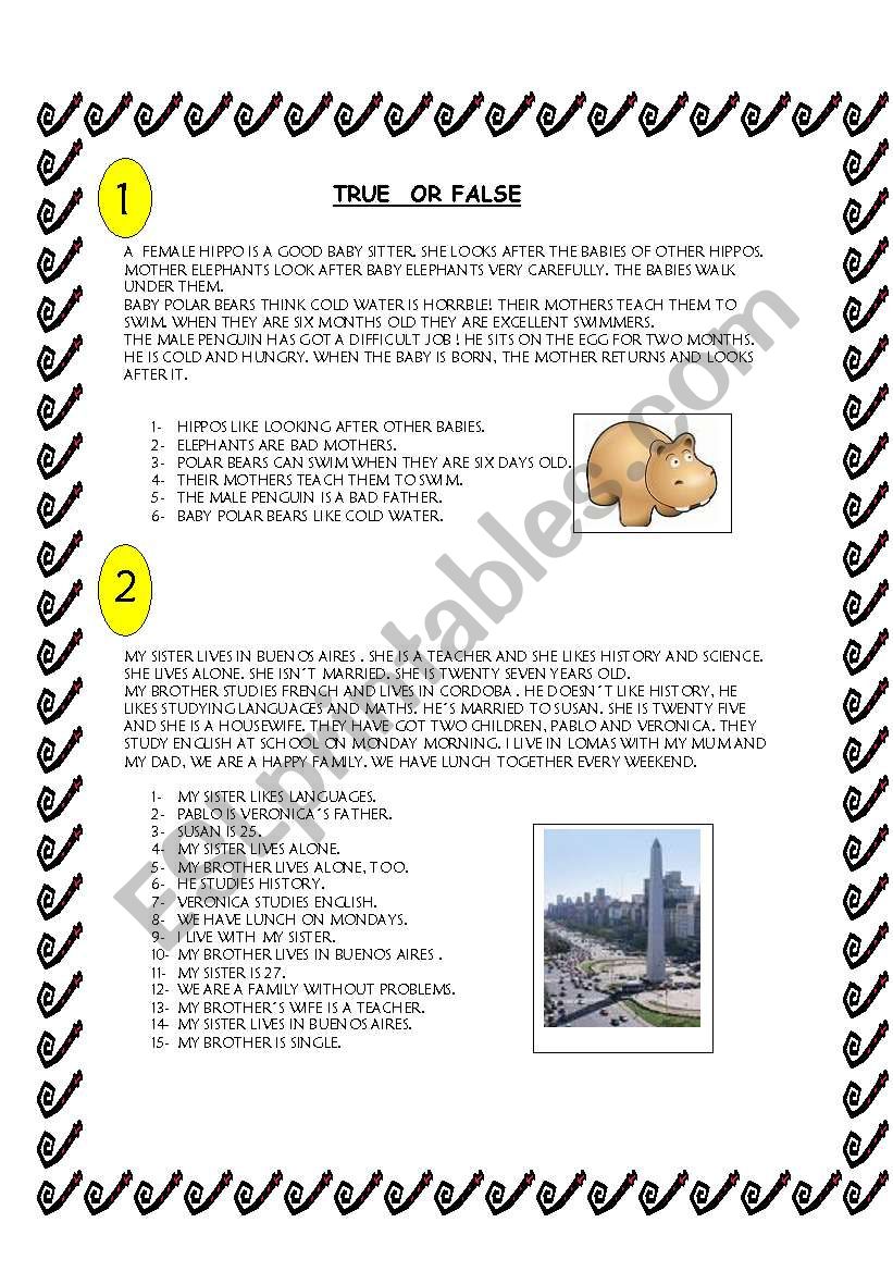 True or False  worksheet