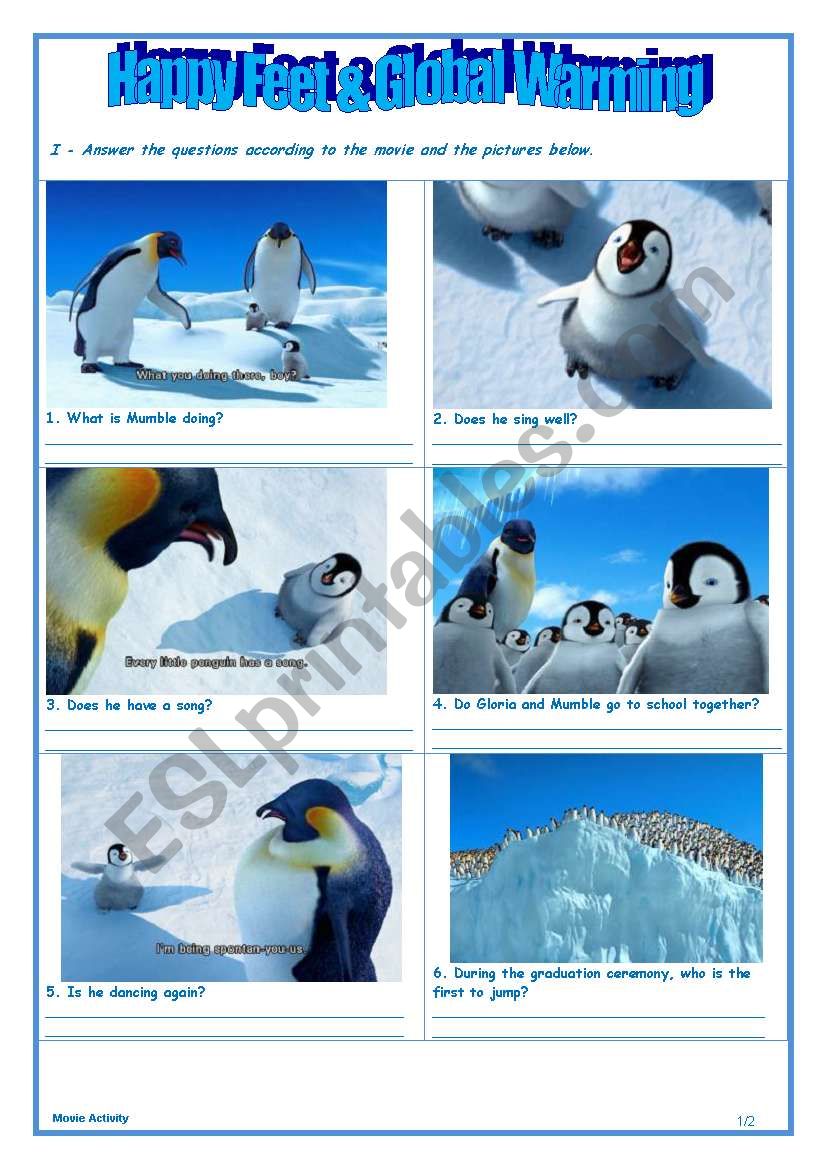 Happy Feet - Movie Activity worksheet