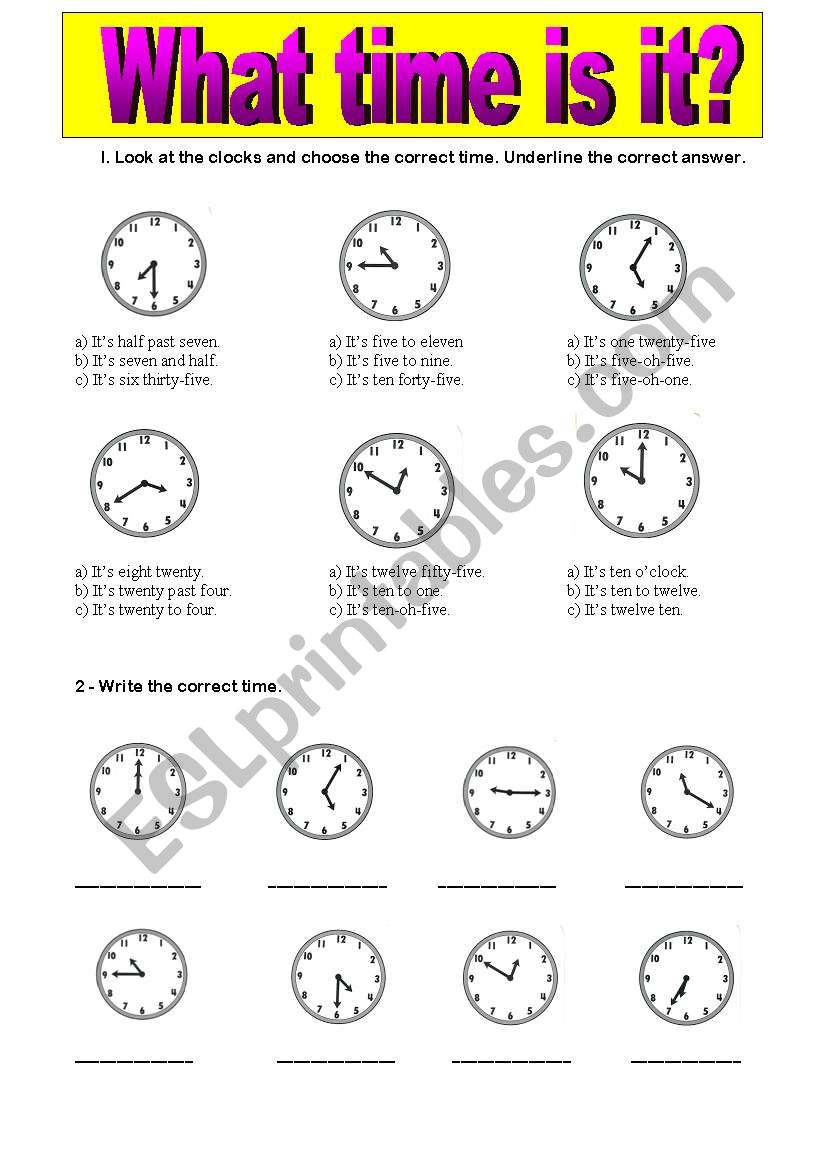 What time is it? worksheet