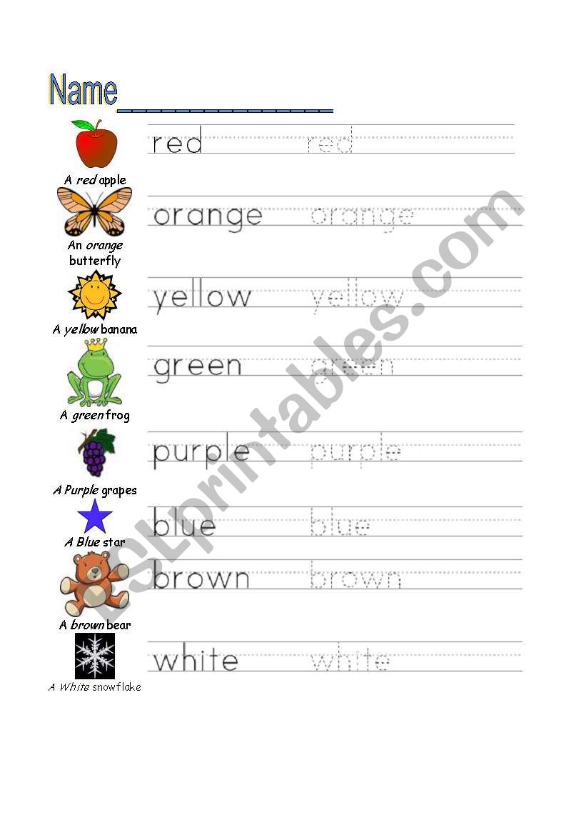 Write the Colors worksheet