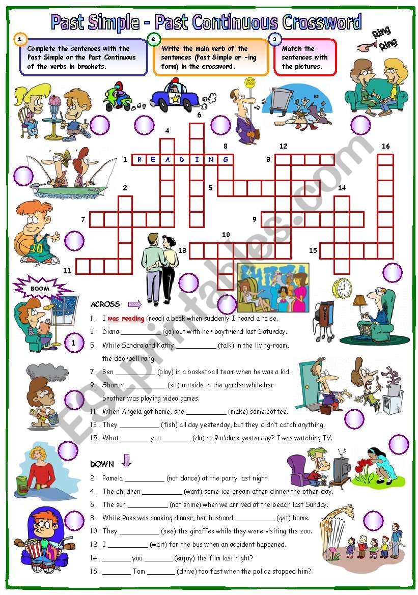 Past simple - Past continuous crossword