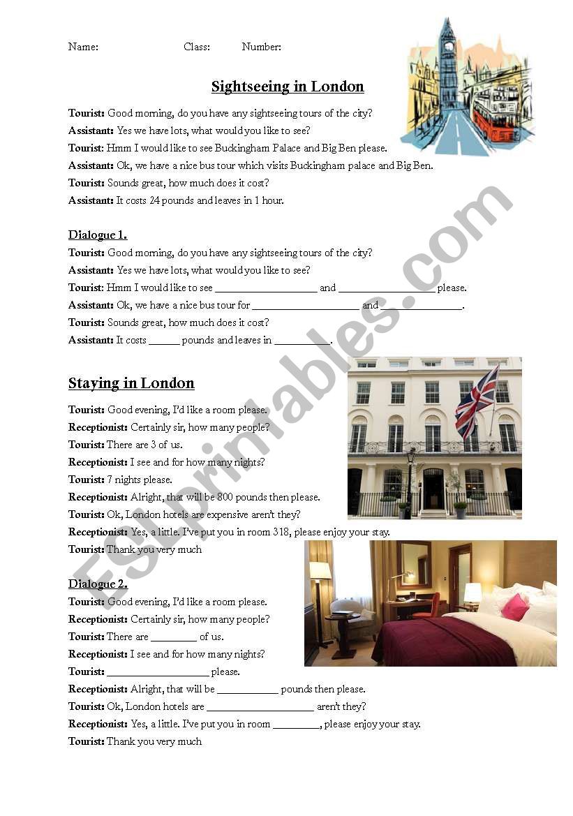 London sightseeing dialogue worksheet