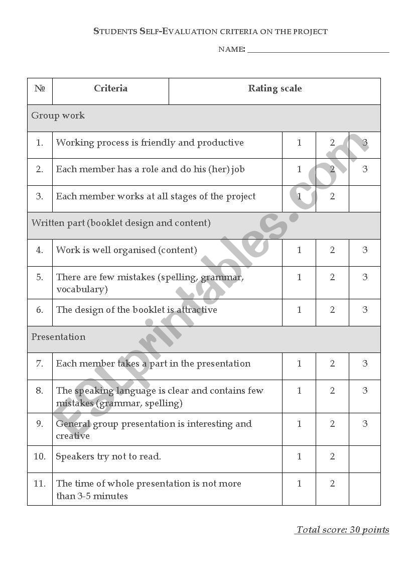 Evaluation on the project work