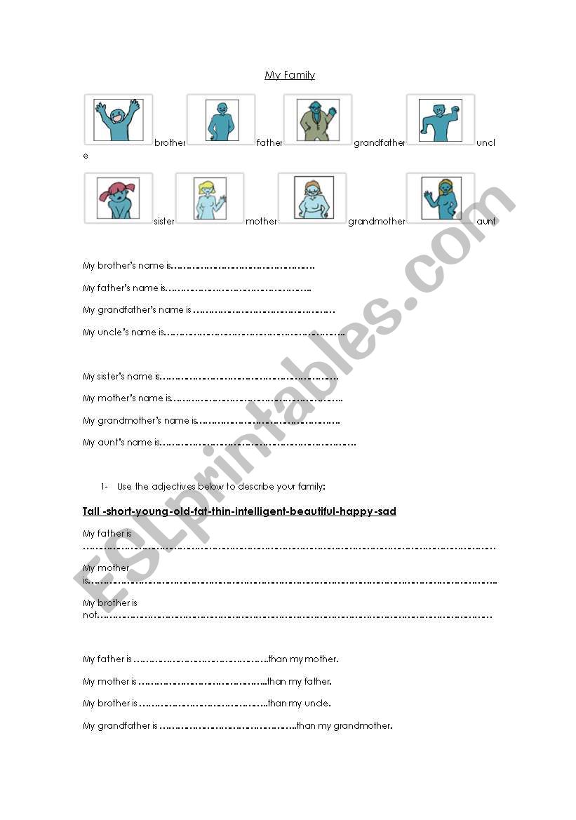 Family members and  adjective degree