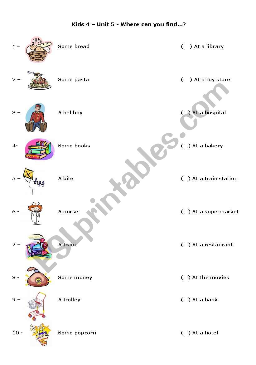 WHERE CAN YOU FIND ...?  worksheet