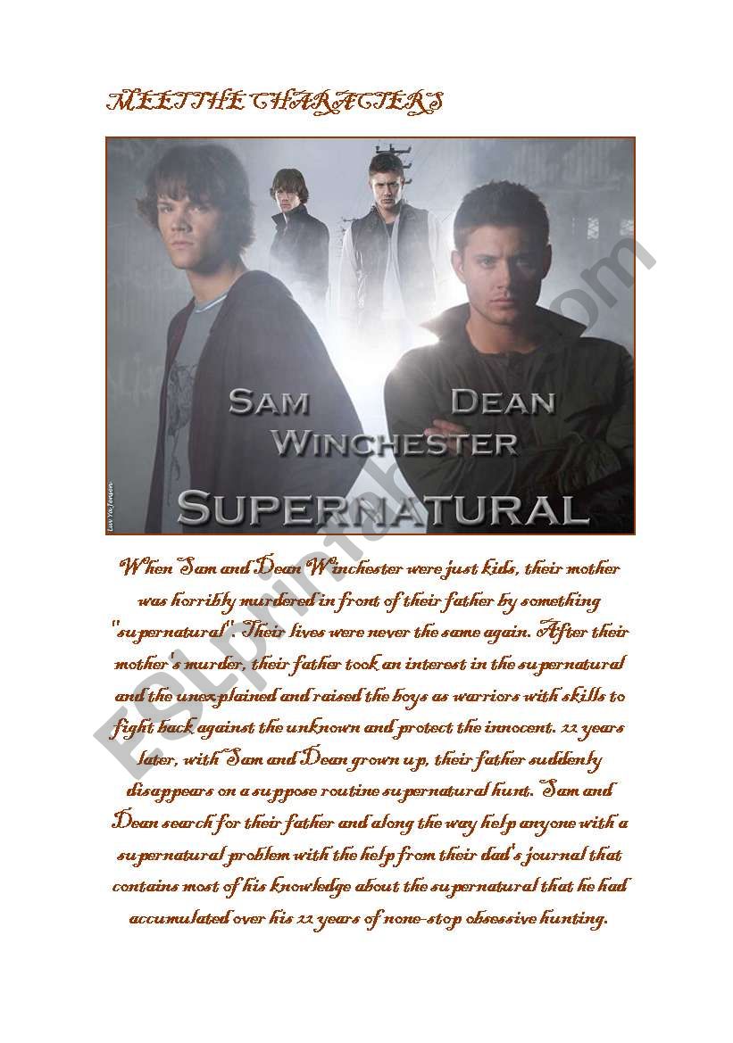 Supernatural part 2 worksheet