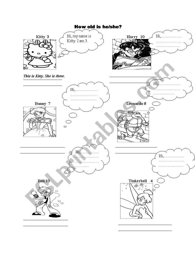 How old is he/she? worksheet