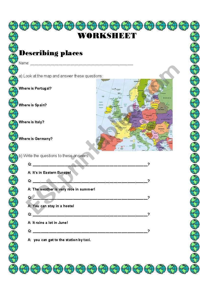 countries worksheet