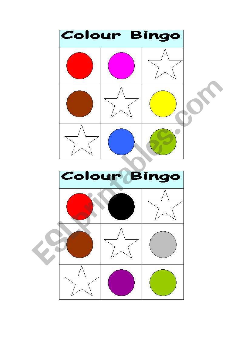 Bingo cards worksheet