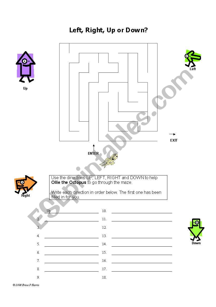 Left, Right, Up or Down? worksheet