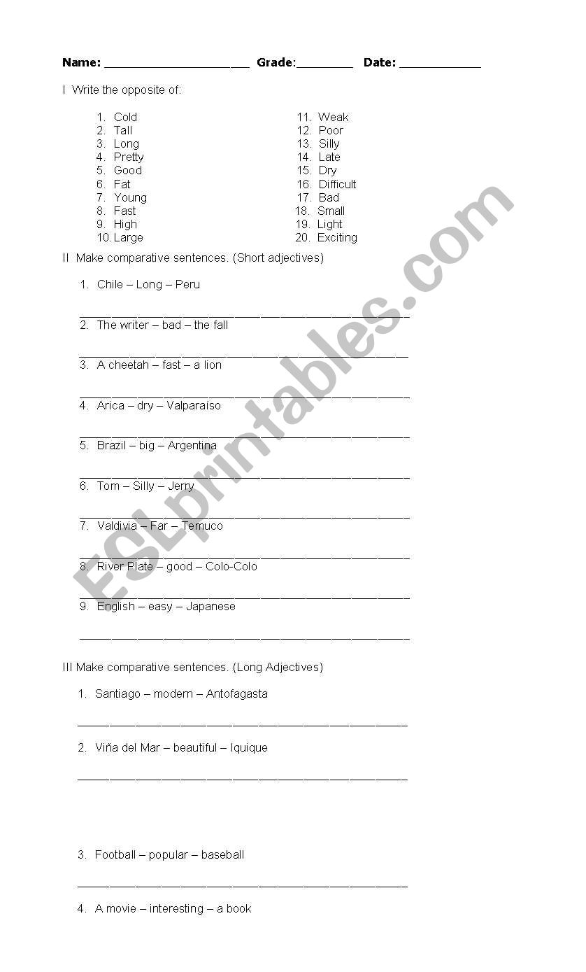 comparative-superlative worksheet