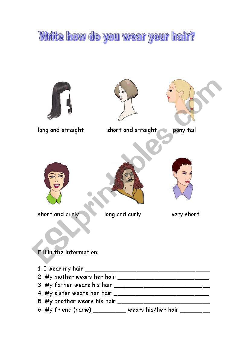 How do you wear your hair? worksheet