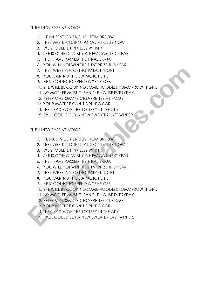 passive voice practice worksheet