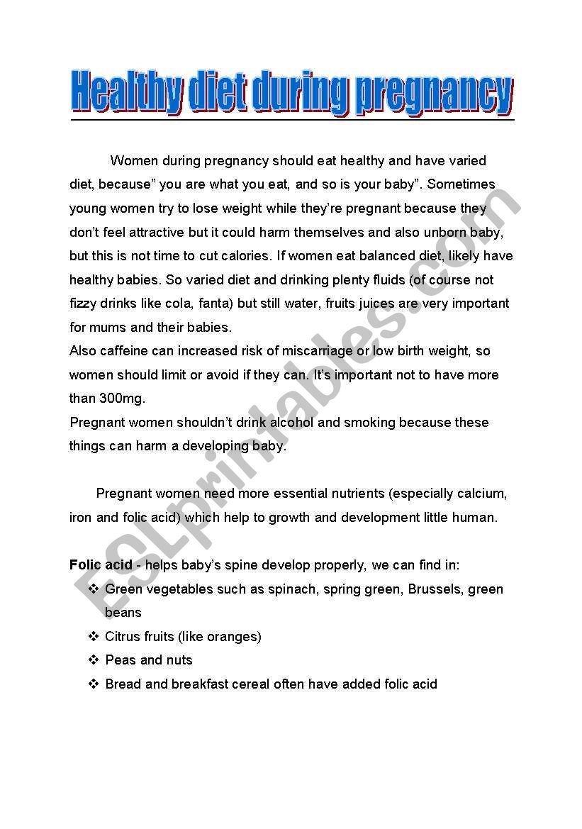 healthy diet worksheet