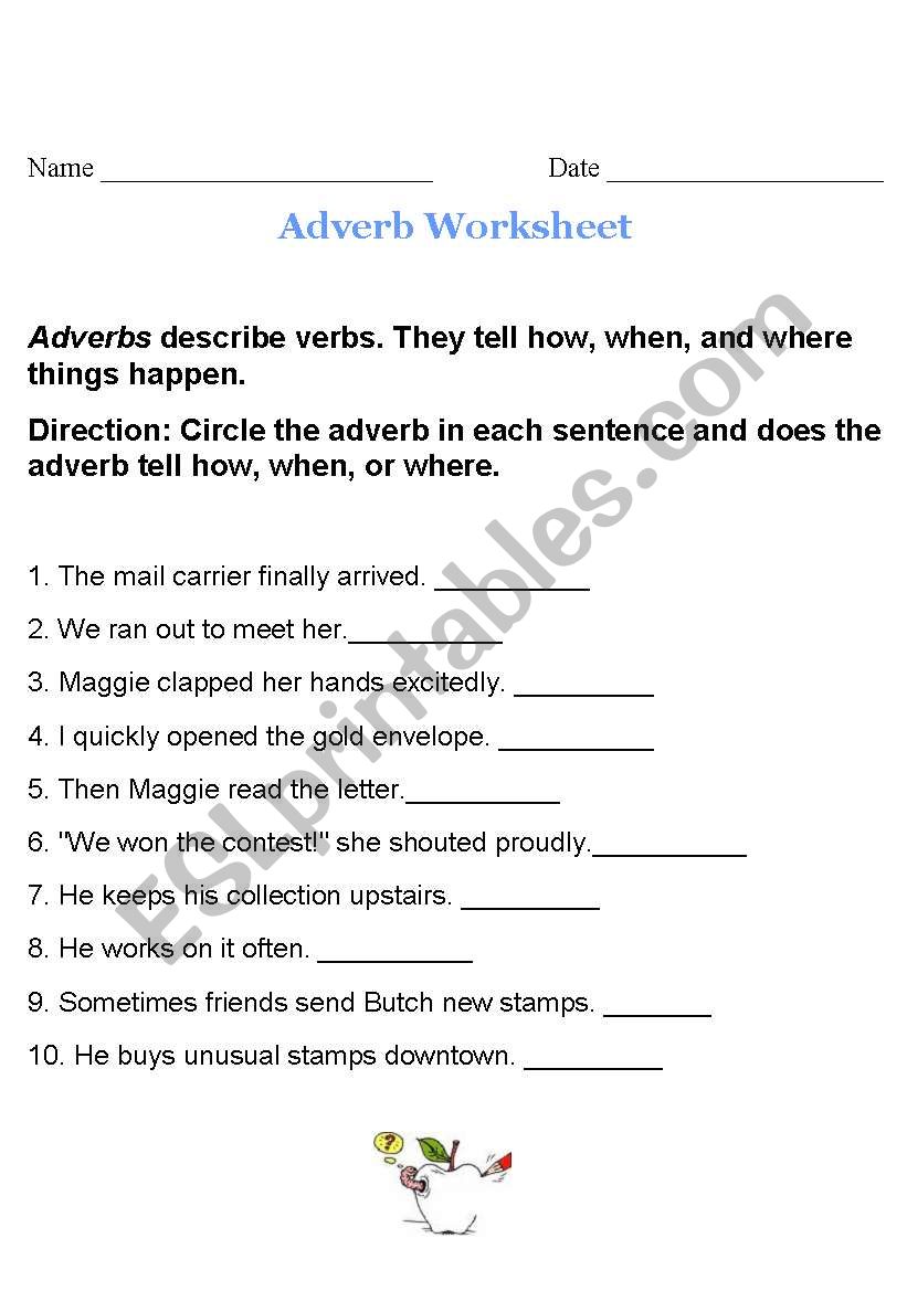 Adverb  worksheet