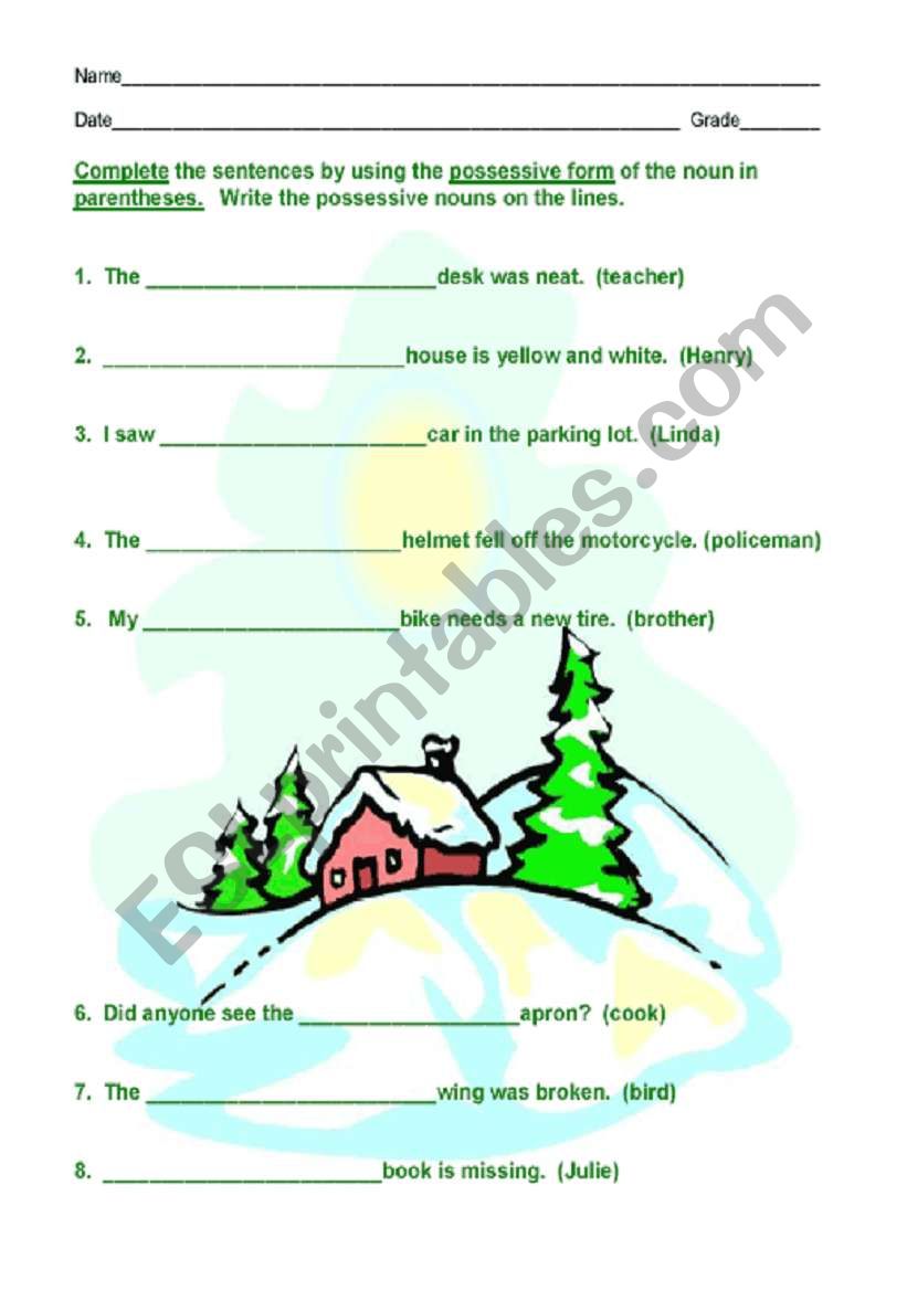 possessives worksheet