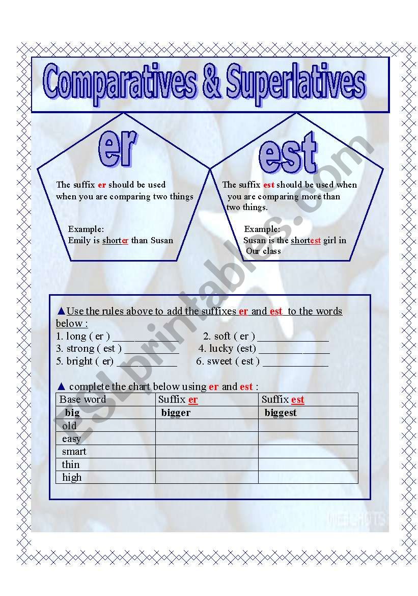 comparative and superlative worksheet