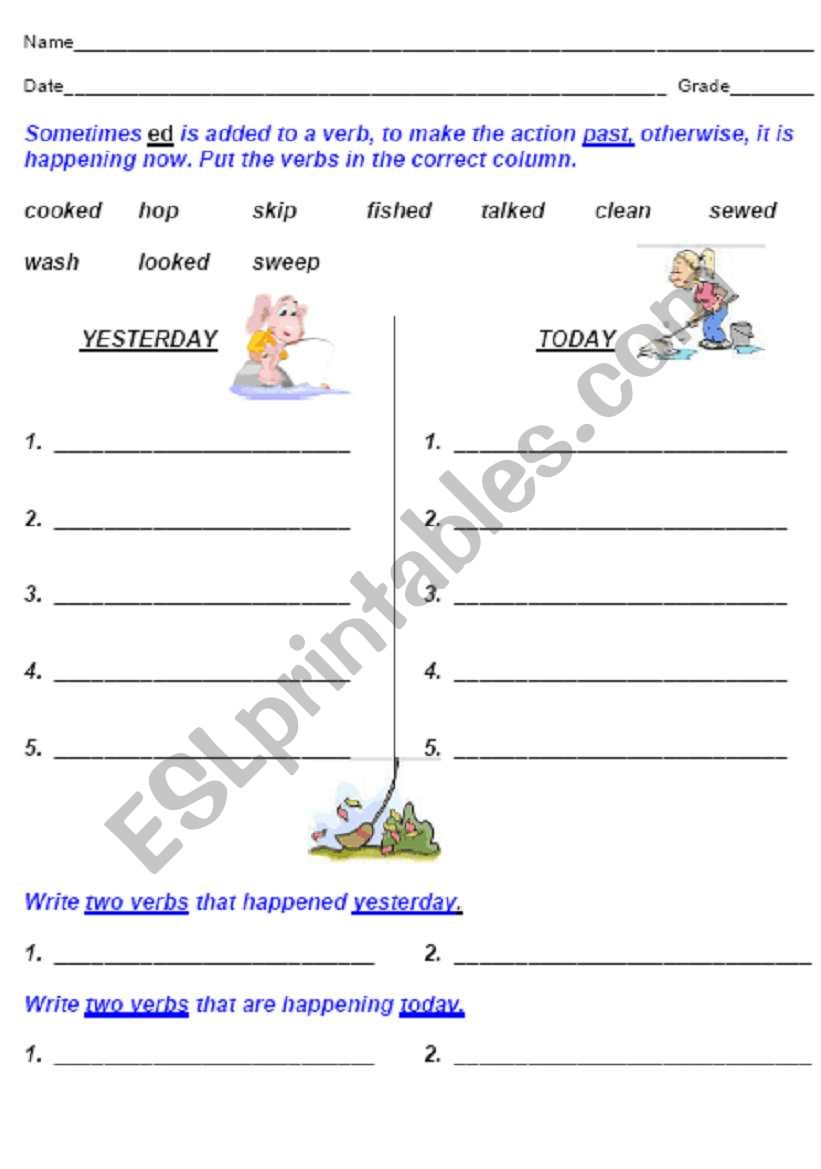 past  & present worksheet