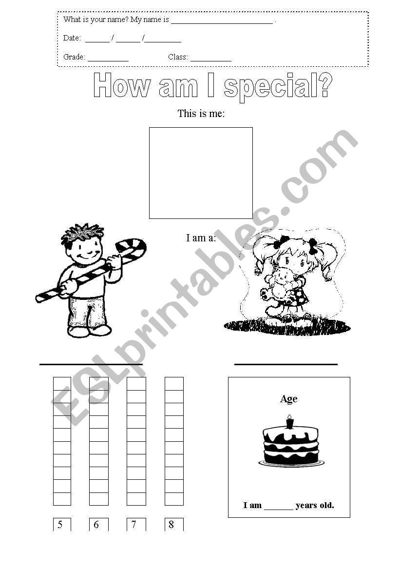 How am I special? worksheet