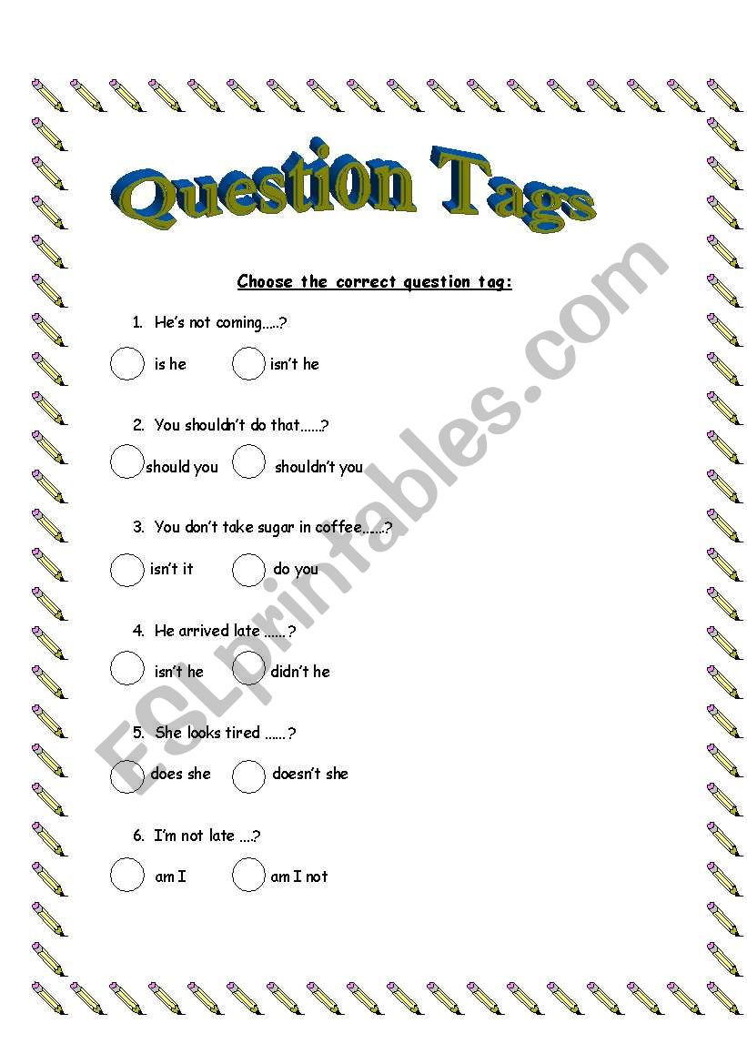 question tags worksheet