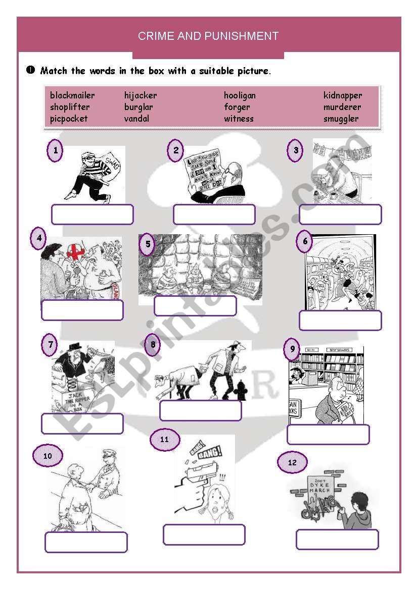 Crime and punishment worksheet