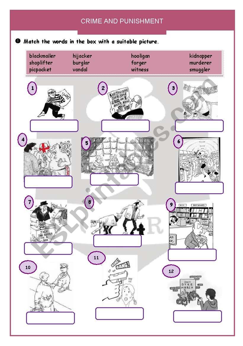 Crime and punishment worksheet