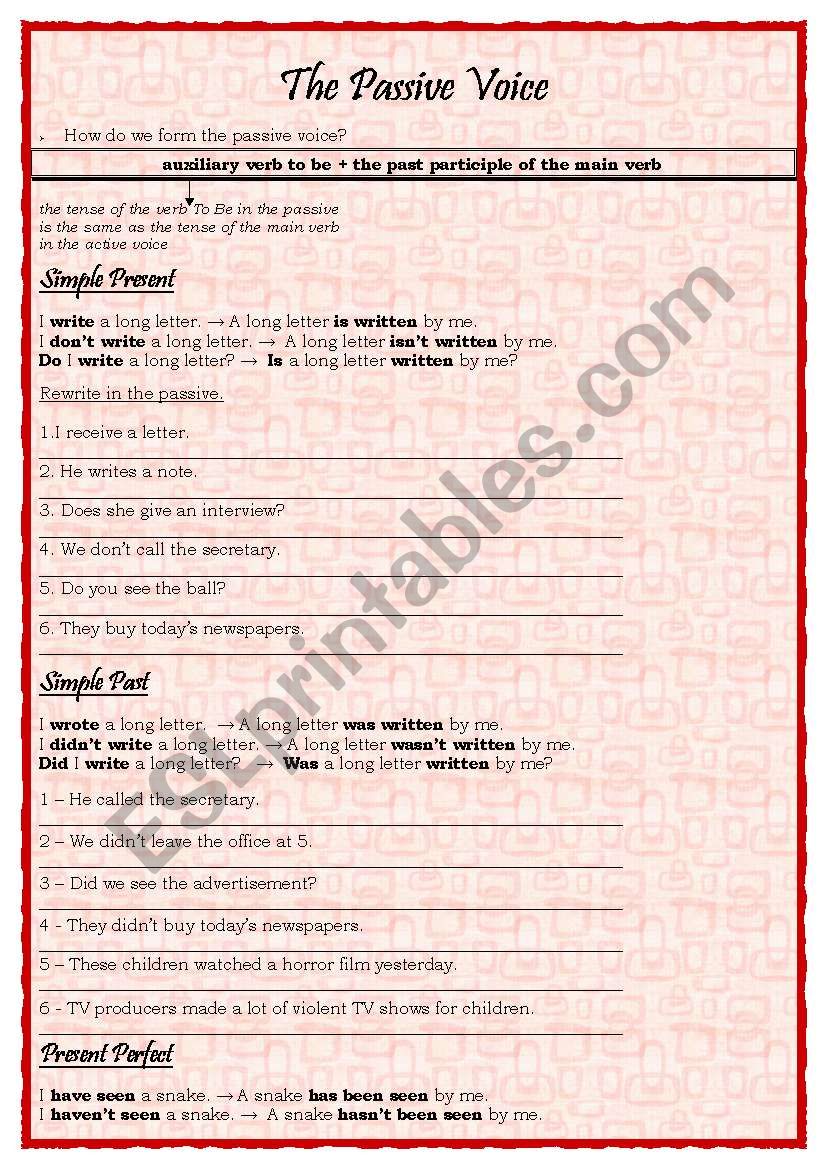 The passive Voice part one worksheet