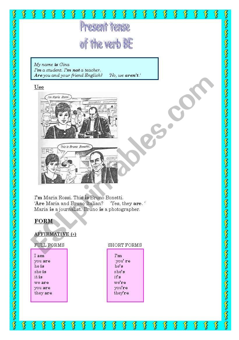 VERB TO BE worksheet