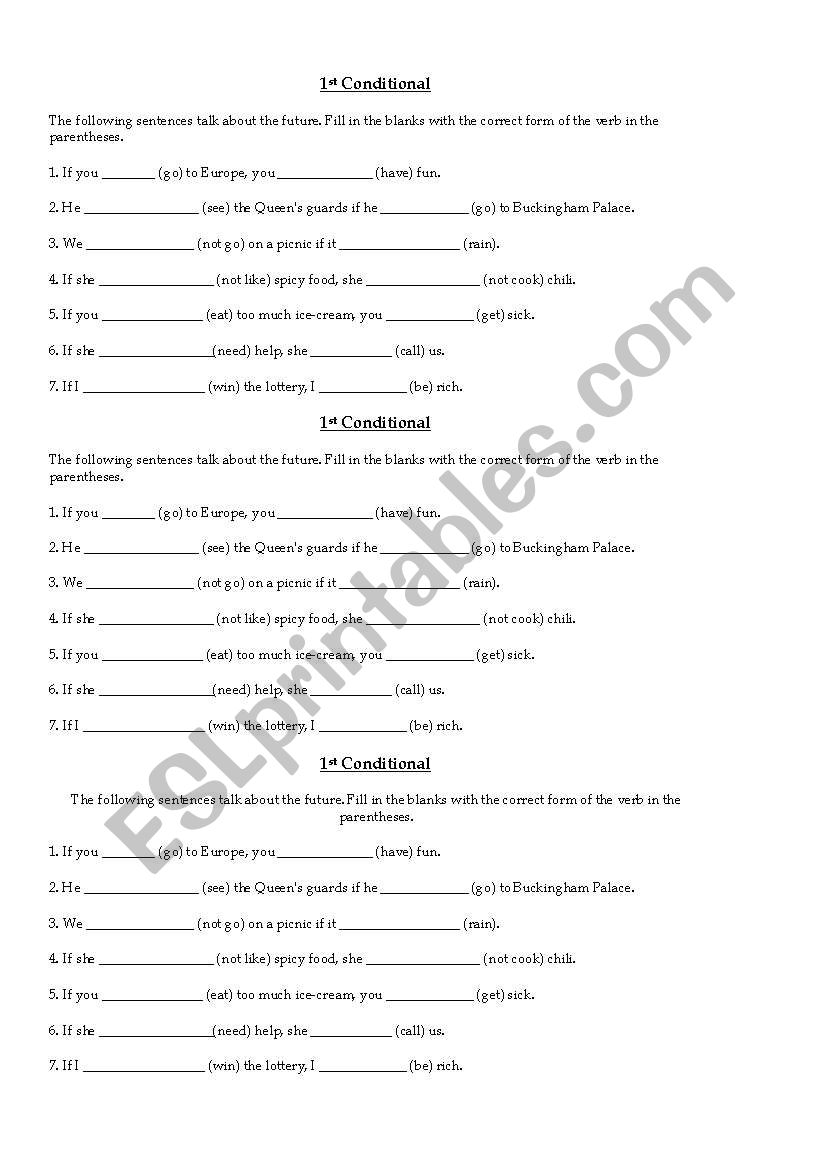 1st Conditional worksheet