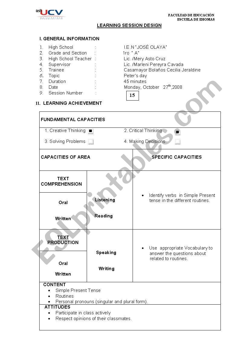 present simple worksheet