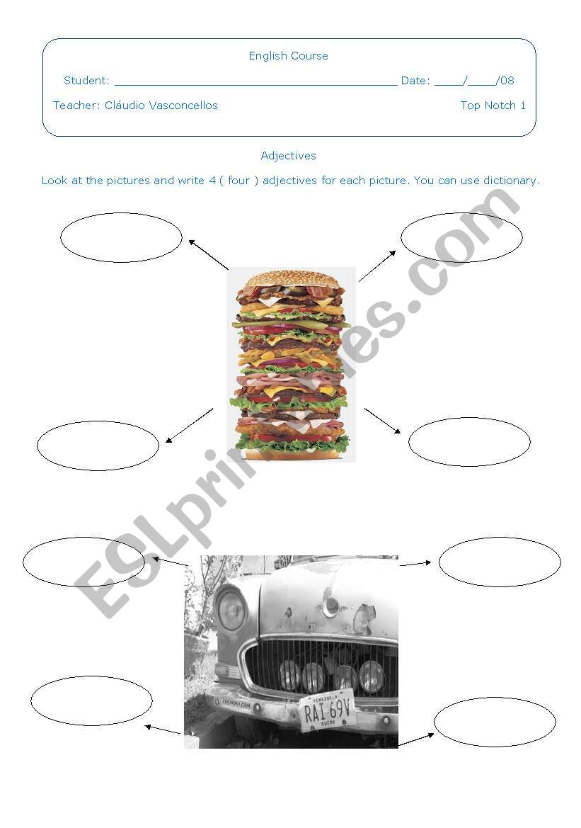 Find Adjectives worksheet