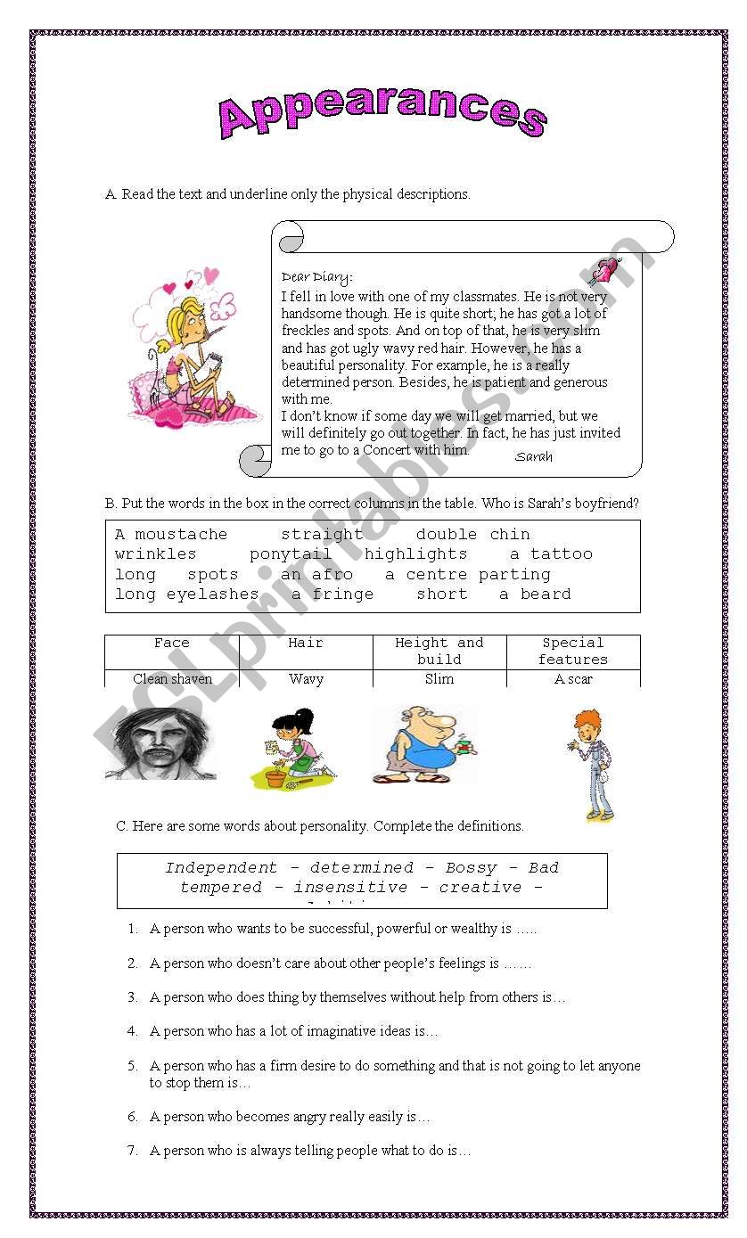 Lets Describe Someone!! worksheet