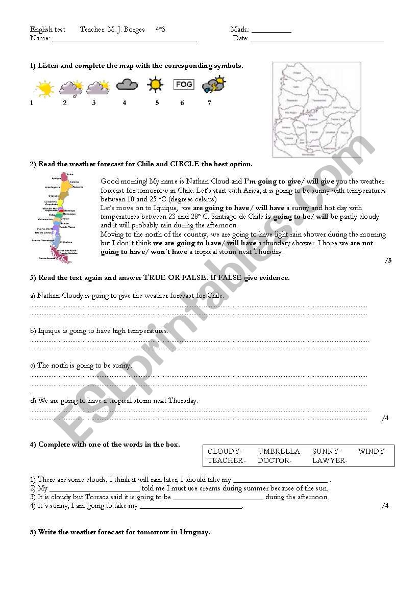 FUTURE test worksheet