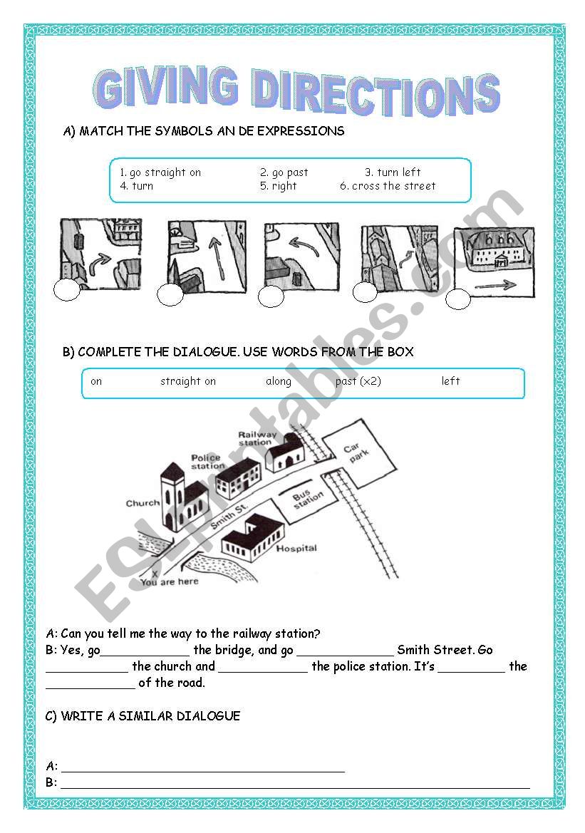 GIVING DIRECTIONS 2ND PART worksheet