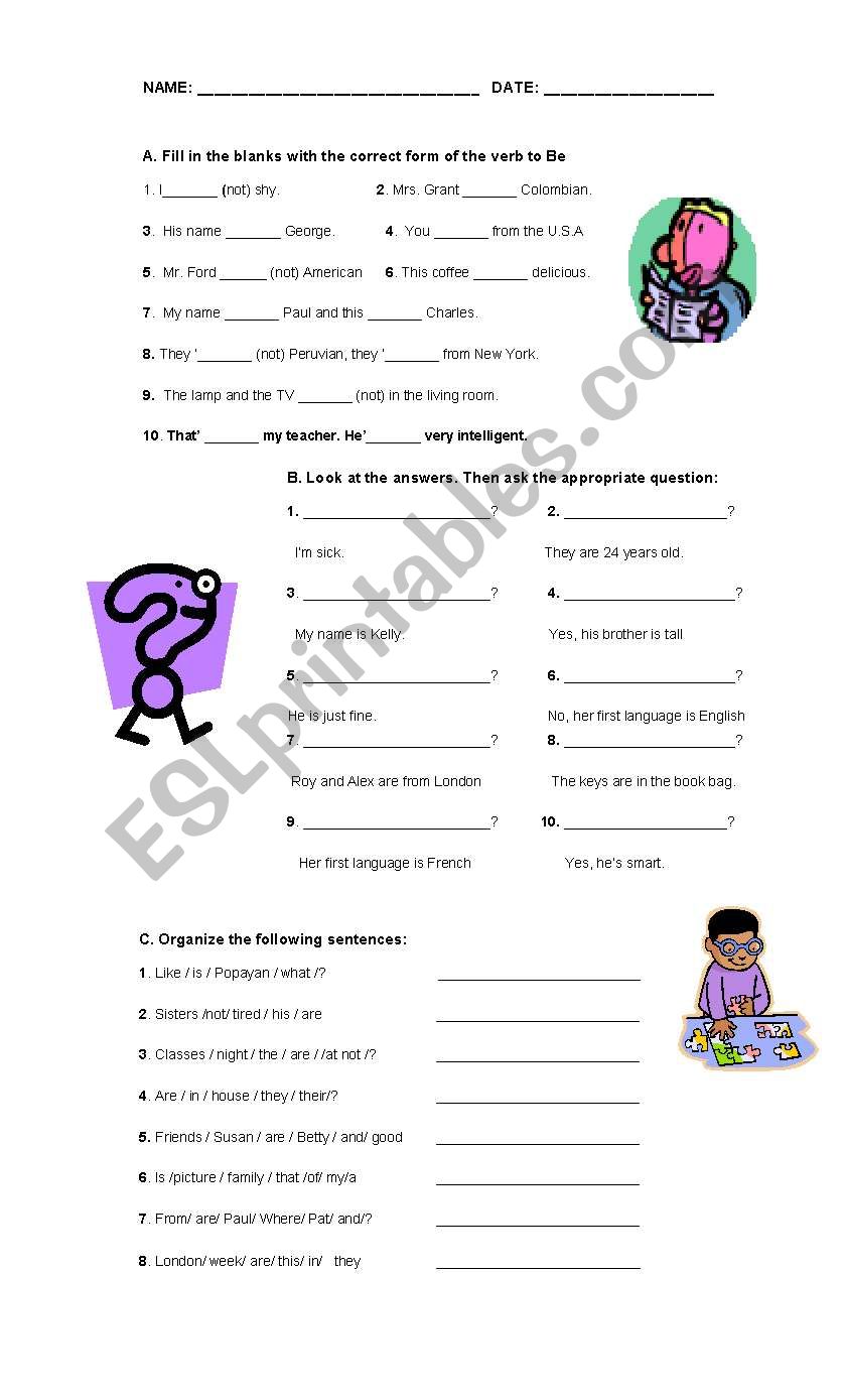 Verb To Be worksheet