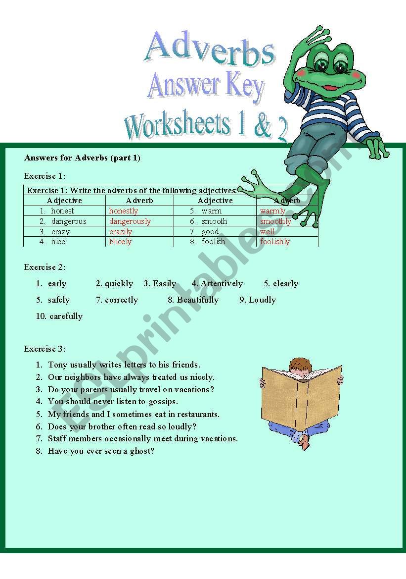 adverbs (answer key for part 1 & 2)